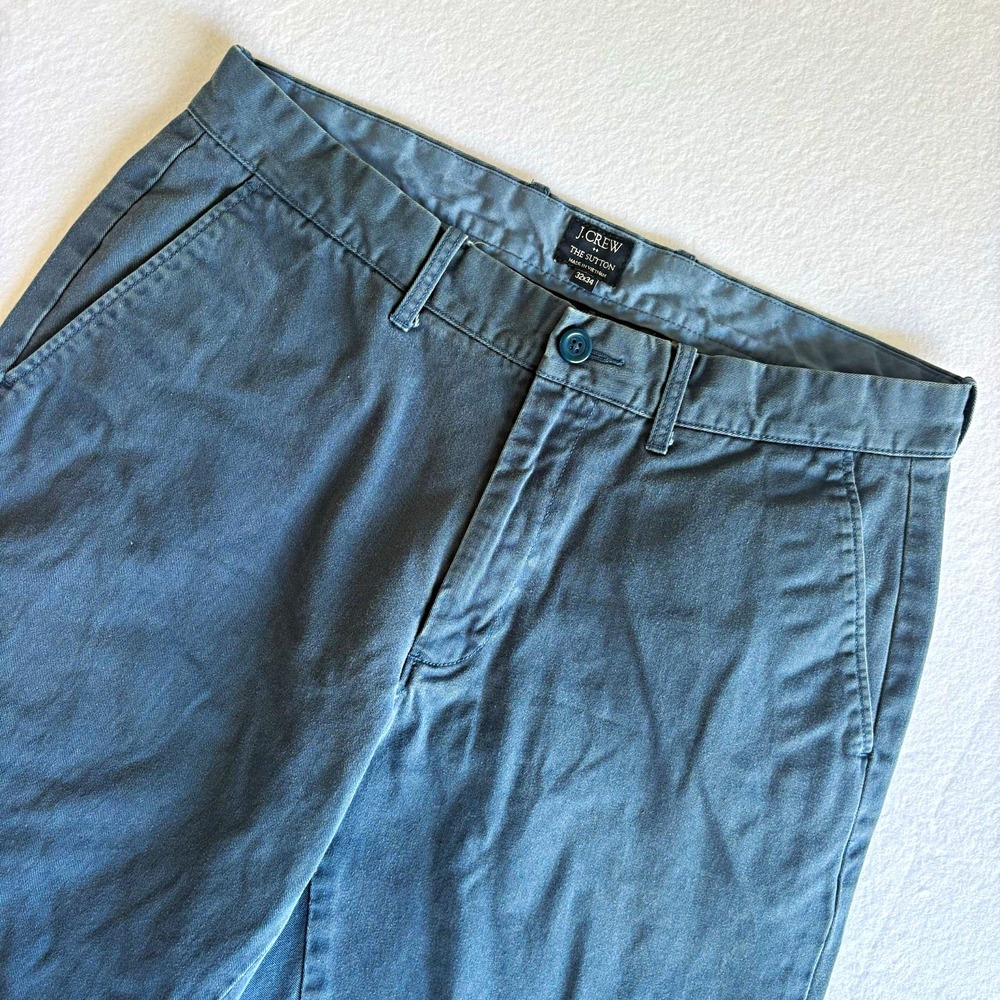 J Crew The Sutton Chinos Pants Mens 32X34 Blue-Gray Flat Front Straight Leg
